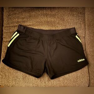 Adidas Women's Black Shorts with Lime Stripes
